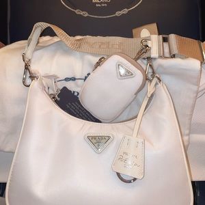 White Prada 2005 re edition nylon bag